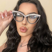 Moodsad luksuslikud kassisilmaprillid, naiste kristall-teemantklaasidega prillid, seksikad dekoratiivsed prillid