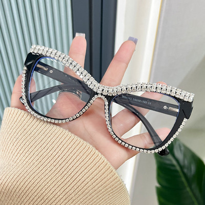 Moodsad luksuslikud kassisilmaprillid, naiste kristall-teemantklaasidega prillid, seksikad dekoratiivsed prillid