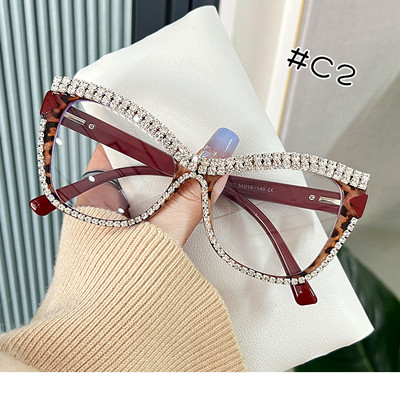 Moodsad luksuslikud kassisilmaprillid, naiste kristall-teemantklaasidega prillid, seksikad dekoratiivsed prillid