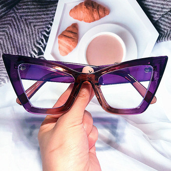Винтидж извънгабаритни квадратни анти-сини светли очила за жени Нова мода Котешко око Прозрачни компютърни очила Женски нюанси