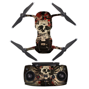 Стикер в стил череп, винилов стикер за кожата за DJI Mavic Air Drone + дистанционни управления + 3 батерии, защитен филм, капак