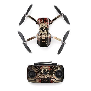 Водоустойчив кожен стикер в стил череп за DJI Mavic Mini Drone и дистанционно управление Decal Vinyl Skins Cover 2 стила