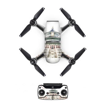 Architecture Wave Style Decal PVC Skin Sticker за DJI Spark Drone + дистанционни управления + 3 батерии Защитно фолио Капак