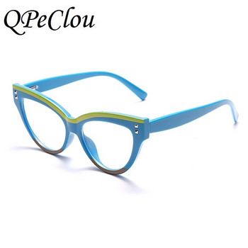 Нови модни цветни кръпки Котешко око Анти-сини очила Дамски ретро леопардови оптични очила Женски компютърни очила Oculos