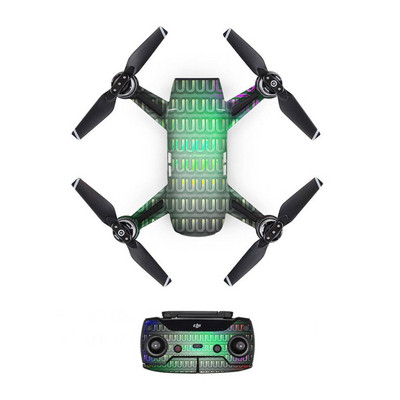 Autocolant pentru piele din PVC cu simbol Wave Style pentru DJI Spark Drone + telecomenzi + 3 baterii capac film de protecție