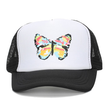 Летни дамски бейзболни шапки Мъжки Snapback Хип-хоп Мрежести шапки Шапки с печат на пеперуди за жени Ежедневна шапка за слънце Шапка на камион