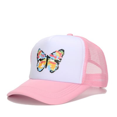 Vasaros moteriškos beisbolo kepuraitės Vyriškos hip-hop tinklinės kepuraitės su drugeliais margintos kepuraitės, skirtos moterims lauke, laisvalaikio kepuraitė nuo saulės, sunkvežimių kepurė