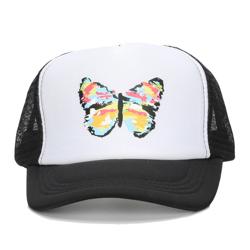 Vasaros moteriškos beisbolo kepuraitės Vyriškos hip-hop tinklinės kepuraitės su drugeliais margintos kepuraitės, skirtos moterims lauke, laisvalaikio kepuraitė nuo saulės, sunkvežimių kepurė