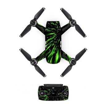 Αυτοκόλλητο δέρματος ελαφρού στυλ PVC Decal για DJI Spark Drone + τηλεχειριστήρια + κάλυμμα μεμβράνης προστασίας 3 μπαταριών