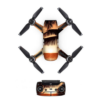 Етикетка в стил пейзаж PVC стикер за кожа за DJI Spark Drone + дистанционни управления + 3 батерии Защитно фолио Капак
