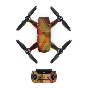 Αυτοκόλλητο δέρματος τριγώνου Decal PVC για DJI Spark Drone + τηλεχειριστήρια + κάλυμμα μεμβράνης προστασίας 3 μπαταριών