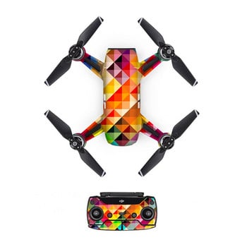 Αυτοκόλλητο δέρματος τριγώνου Decal PVC για DJI Spark Drone + τηλεχειριστήρια + κάλυμμα μεμβράνης προστασίας 3 μπαταριών