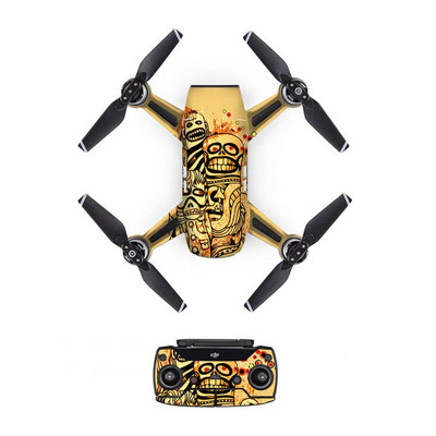 Стикер със забавен стил, PVC кожен стикер за DJI Spark Drone + дистанционни управления + 3 батерии, защитно фолио, капак