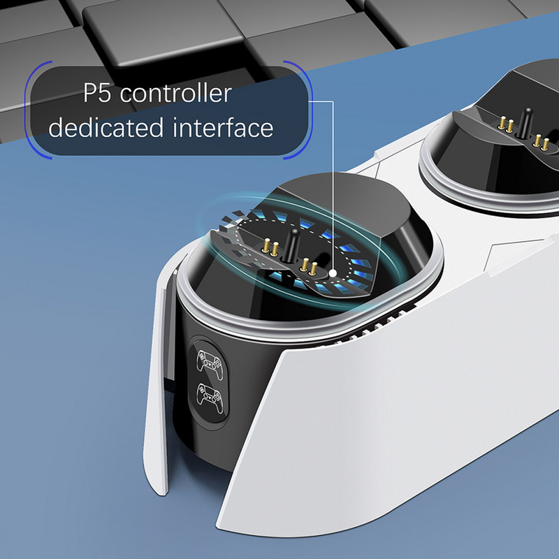 Încărcător controler dublu pentru stația de încărcare PS5 Oprire automată Stație de încărcare rapidă USB tip C pentru Playstation 5 Dualsense