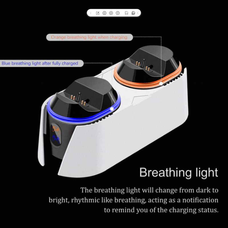 Încărcător controler dublu pentru stația de încărcare PS5 Oprire automată Stație de încărcare rapidă USB tip C pentru Playstation 5 Dualsense