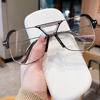 Полурамка Анти-синя светлина Рамка за очила за жени Винтидж Нова мода Сплав Овални сенници за компютърни очила Мъжки прозрачни очила