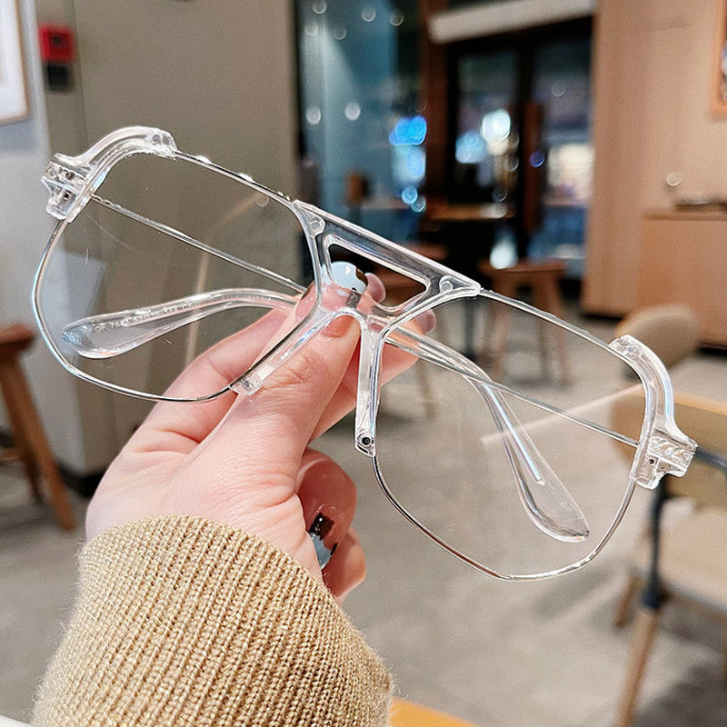 Pusinio rėmelio anti-mėlynos spalvos šviesūs akinių rėmeliai moterims Vintažiniai nauji mados lydiniai ovalūs kompiuterio akiniai šešėliai Vyriški skaidrūs akiniai