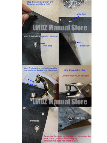 LMDZ 4 мм 100 комплекта Отвор за лексикон и отвор за перфоратор за матрица Направи си сам Комплект ръчни инструменти Кожено занаятчийско облекло Кожен колан Шапка