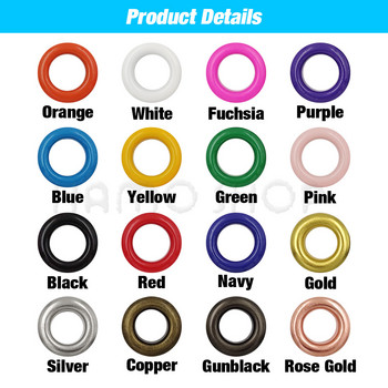 100 комплекта 4 мм многоцветни метални отвори за втулки пръстен с шайба за DIY Leathercraft Scrapbooking обувки колан капачка чанта етикети дрехи