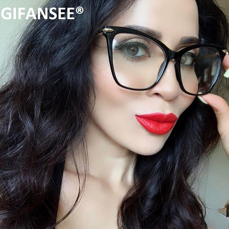 Ochelari de blocare a luminii albastre cu cadru retro transparent Ochelari de vedere pentru pisici lentile mari transparente pentru femei 2022 picior metalic