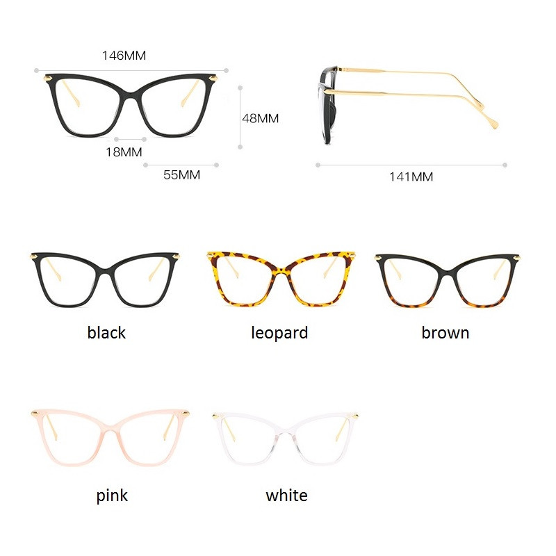 Ochelari de blocare a luminii albastre cu cadru retro transparent Ochelari de vedere pentru pisici lentile mari transparente pentru femei 2022 picior metalic