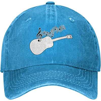 Мъжка, дамска регулируема бейзболна шапка с модел на акустична китара, музикални ноти, дънкова тъкан, класическа шапка