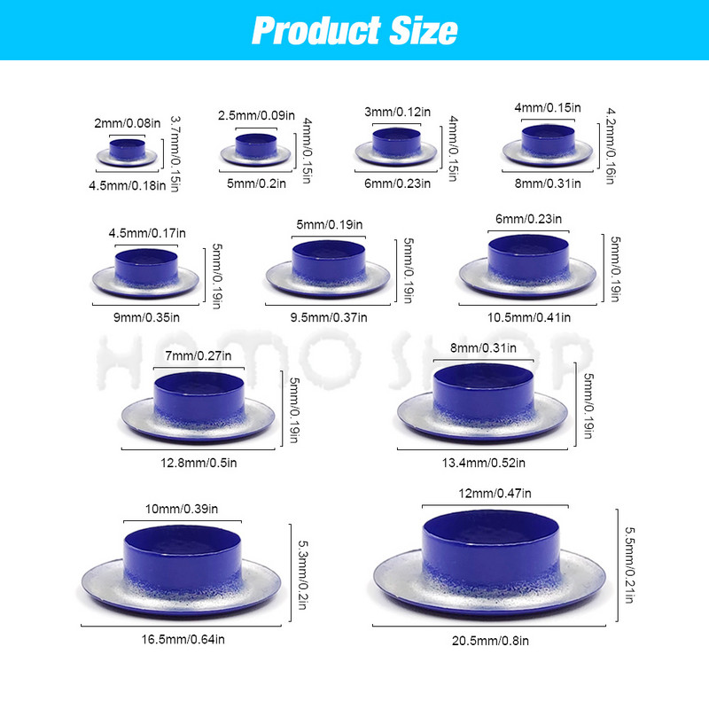 100 komplekti metallist aasad rõngasrõngad metallist auguga silmarõngad, värvisegud Nahast käsitöö jalatsite jaoks Vöökork Kott Sildid Rõivad Scrapbooking