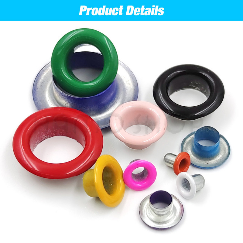 100 komplekti metallist aasad rõngasrõngad metallist auguga silmarõngad, värvisegud Nahast käsitöö jalatsite jaoks Vöökork Kott Sildid Rõivad Scrapbooking