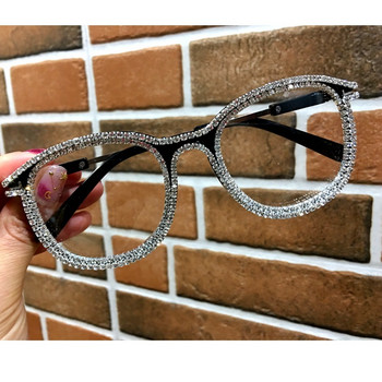 Цветни рамки за очила с котешки очи с кристали Ретро маркови дамски луксозни оптични очила Прозрачни лещи Ретро очила UV400 2020 Нови