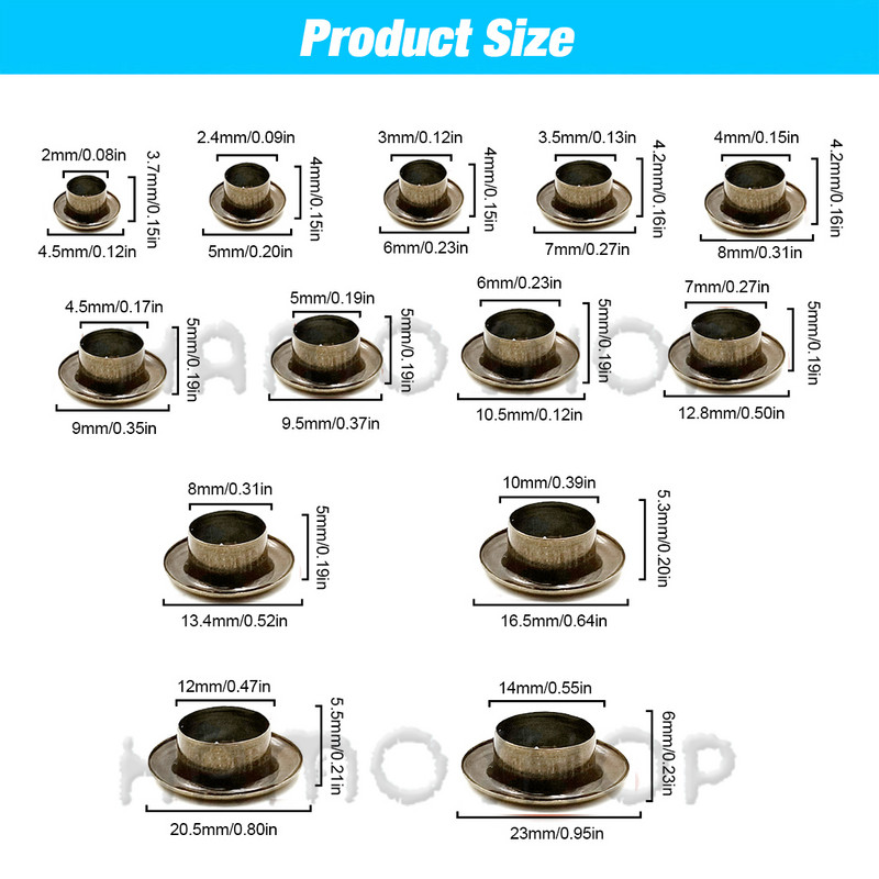 200 vnt. skylės metalinės kilpos, varinės spalvos su poveržle, skirtos pasidaryk pats, odiniai aksesuarai, batai, diržas, krepšys, žymės, drabužiai