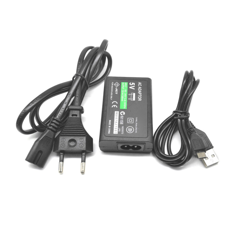 PSVita2000 mängukonsooli toiteallika laadija adapterile koos USB-laadimiskaabliga