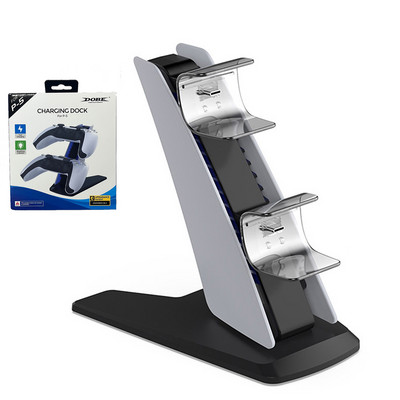 Divu kontrolieru ātrās uzlādes dokstacijas Sony PS5 spēļu pults bezvadu kursorsviras lādētāja uzlādes statīvs spēļu piederumi