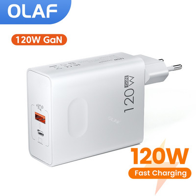 Olaf 120W GaN USB PD зарядно Бързо зареждане Тип C Мобилен телефон Бързо зареждане USB C Захранващ адаптер за iPhone 13 Xiaomi Samsung