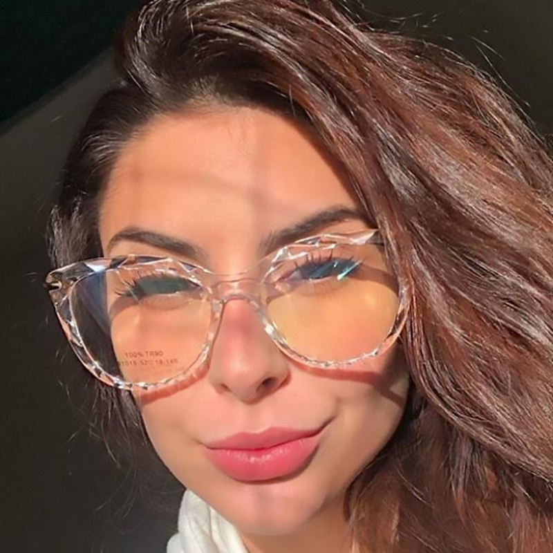 Läbipaistev prillide raam Naiste Mood Läbipaistvad kassisilmad Prillid Lühinägelikkus Nerd nohik Optilised raamid Retseptita prillid oculos