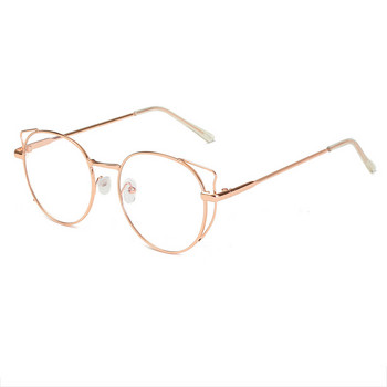 Новопристигнали модни сладки извънгабаритни прозрачни очила с котешко око Дамски метални очила за четене с късогледство Прозрачни стъклени очила N5