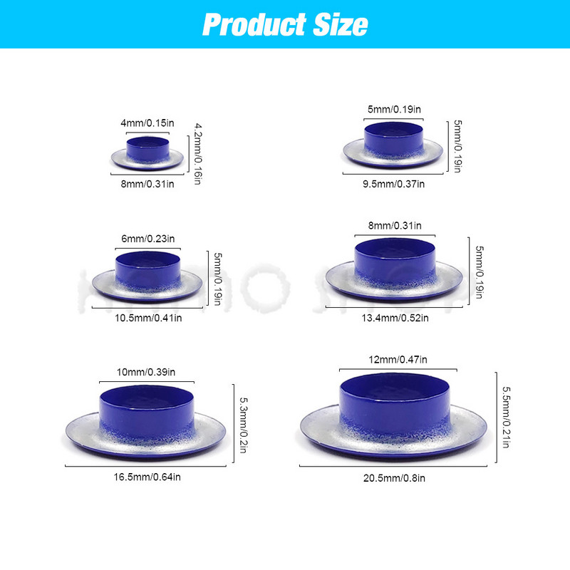 4/5/6/8/10/12 mm Metalinės kilpos Įvorės skylės žiedas Daugiaspalvis su poveržle, skirtas iškarpų albumui batams Diržo dangtelis Krepšys Drabužiai Odiniai dirbiniai