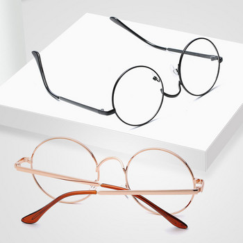 Vintage στρογγυλά ψεύτικα γυαλιά Γυναικεία διαφανής διαφανής φακός Οπτικά γυαλιά οράσεως Μεταλλικός σκελετός γυαλιών Μαύρο ασημί Nerd γυαλιά
