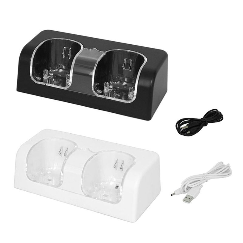Stanica za punjenje Dual Charger Dock za Wii daljinski upravljač Kontroler ručke za igranje s LED indikatorom USB kabel za punjenje
