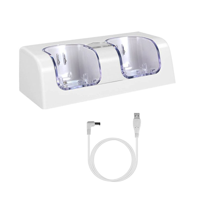 Stanica za punjenje Dual Charger Dock za Wii daljinski upravljač Kontroler ručke za igranje s LED indikatorom USB kabel za punjenje
