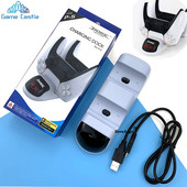 2021 m. dvigubo greito įkroviklio įkrovimo laikiklio doko stotis, skirta Playstation 5 PS5 žaidimų pulto vairasvirtei, PS5 žaidimų valdikliui