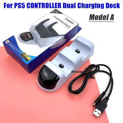 2021 m. dvigubo greito įkroviklio įkrovimo laikiklio doko stotis, skirta Playstation 5 PS5 žaidimų pulto vairasvirtei, PS5 žaidimų valdikliui