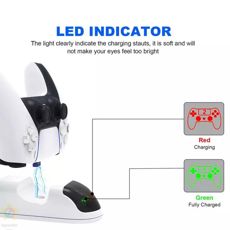 2021 m. dvigubo greito įkroviklio įkrovimo laikiklio doko stotis, skirta Playstation 5 PS5 žaidimų pulto vairasvirtei, PS5 žaidimų valdikliui