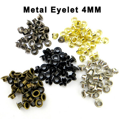 200sets 4mm Metal Eyelet Leather Craft Repair Grommet Round Eye Rings For Shoes Bag Clothing Leather Belt Hat