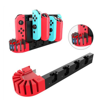 2022 НОВО За Nintend Switch joycon Charger 4 Port Controller Charging Dock Station for Switch Holder Charger with 8 Game Slots