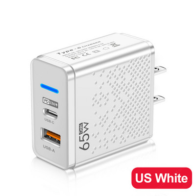 65W USB C punjač PD Type C zidni adapter za brzo punjenje za iPhone 14 13 Xiaomi Samsung Macbook Quick Charge3.0 punjač za telefon