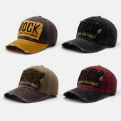 Καπέλο Hip Hop Snapback Ανδρικό καπέλο Γυναικείο ξεφτισμένο vintage καπέλο μπέιζμπολ πλυμένο βαμβακερό με κορυφαία γράμματα ROCK Κέντημα καπέλο ηλίου