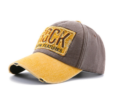 Καπέλο Hip Hop Snapback Ανδρικό καπέλο Γυναικείο ξεφτισμένο vintage καπέλο μπέιζμπολ πλυμένο βαμβακερό με κορυφαία γράμματα ROCK Κέντημα καπέλο ηλίου