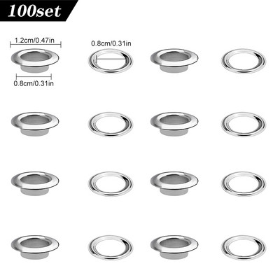 LMDZ 100szett 8mm-es fűzőlyuk alátéttel 600# Bőr kézműves javítógyűrű Kerek szemgyűrűk cipőhöz Táska Ruházat Bőr övsapka