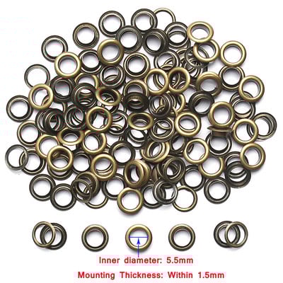 100 komplekti pronksist 3-20 mm messingist aasa läbiviigu koos seibiga Nahast ümmargused silmarõngad kingadele kott vöö müts kardin Scrapbooking