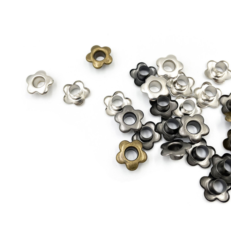 100 vnt. 5 mm skylė, gėlė, metalinės kilpos, skirtos „Scrapbooking“ batams, batams, diržams, krepšiams, etiketėms, drabužiams, siuvimui, odai, rankdarbiams, „pasidaryk pats“ priedai